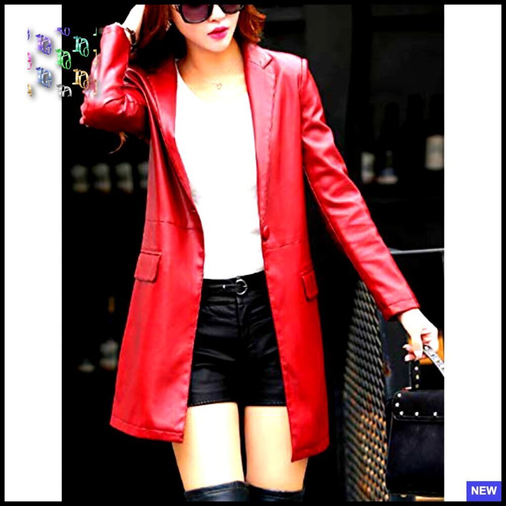 PU Leather Trench Coat Classic Elegant Minimal Chic Oversized Winter Outerwear - Picture 3 of 4